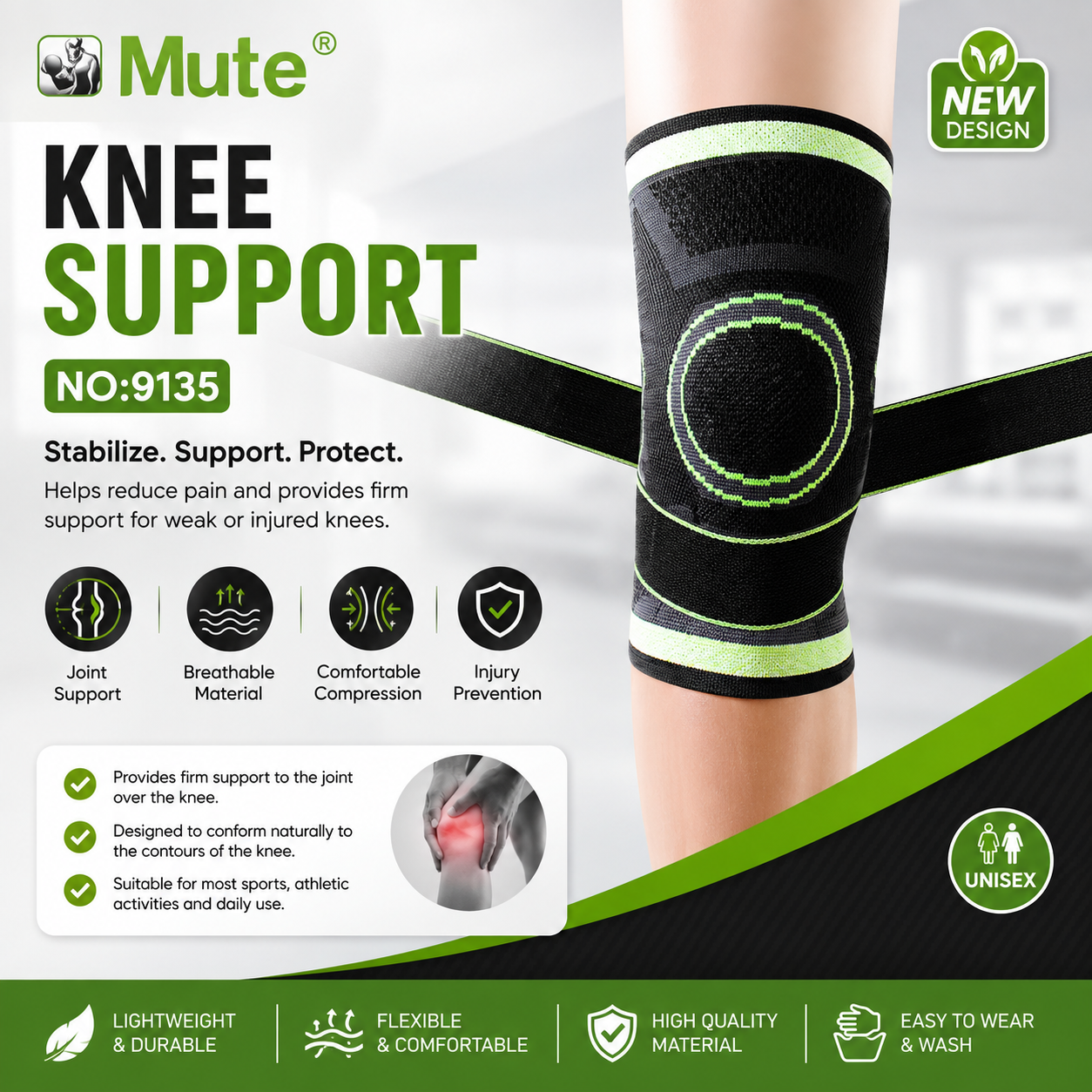 Adjustable Knee Compression & Support Brace No. 9135 1 Adjustable Knee Compression & Support Brace No. 9135