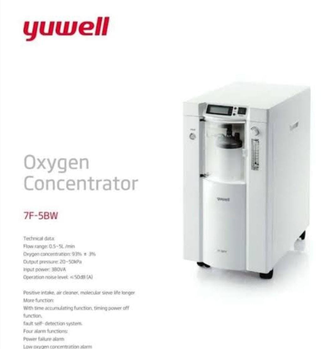 Yuwell 7F-5BW Oxygen Concentrator Machine for Home Use - 5L Continuous Flow 1 Yuwell 7F-5BW Oxygen Concentrator Machine for Home Use - 5L Continuous Flow